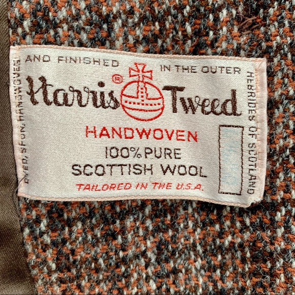 Vintage Harris Tweed 100% Scottish Wool Long Trench Coat Size XL - Picture 5 of 10